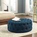Amour Upholstered Fabric Ottoman in Azure
