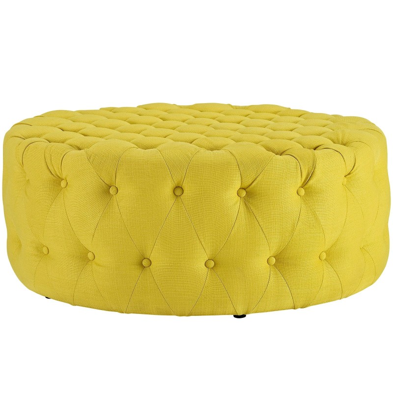 Amour Upholstered Fabric Ottoman in Sunny