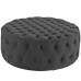 Amour Upholstered Fabric Ottoman in Gray
