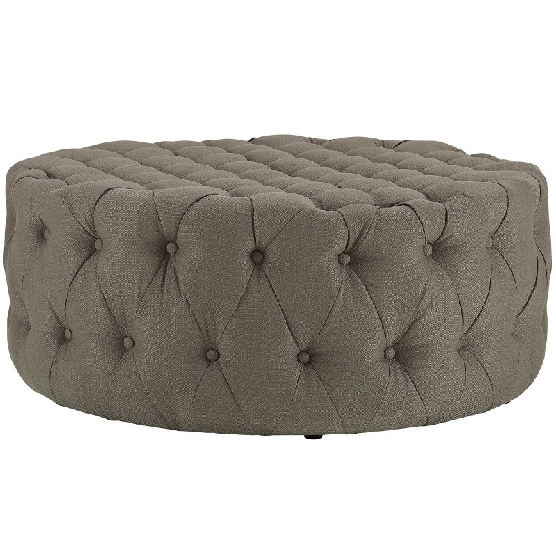 Amour Upholstered Fabric Ottoman in Granite