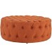 Amour Upholstered Fabric Ottoman in Orange