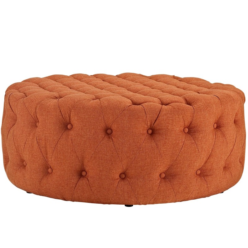 Amour Upholstered Fabric Ottoman in Orange