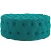 Amour Upholstered Fabric Ottoman in Teal