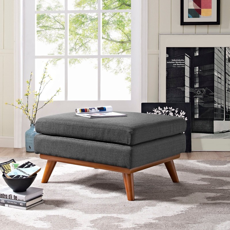 Engage Upholstered Fabric Ottoman in Gray