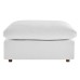 Commix Down Filled Overstuffed Performance Velvet Ottoman in White