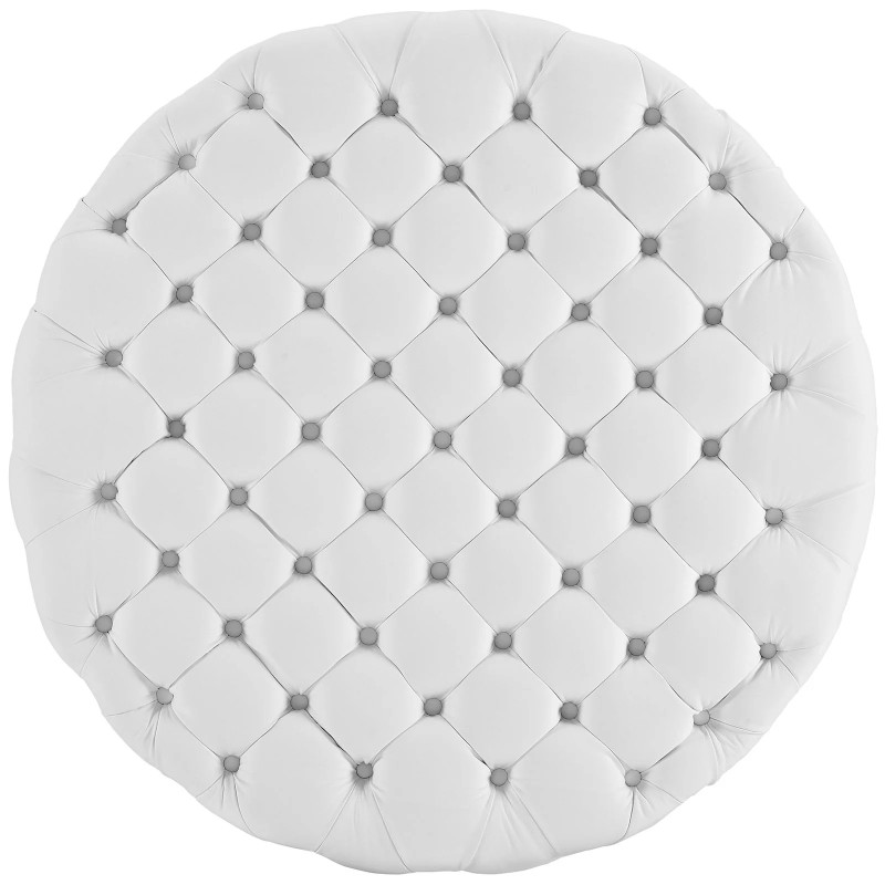 Amour Upholstered Vinyl Ottoman in White