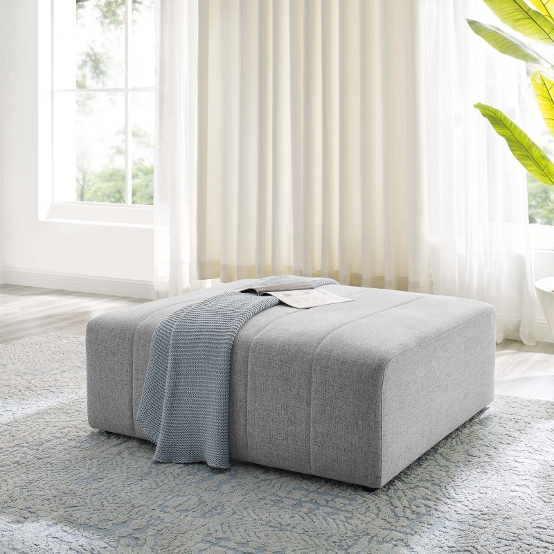 Bartlett Upholstered Fabric Ottoman in Light Gray