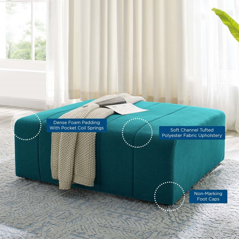 Bartlett Upholstered Fabric Ottoman in Teal