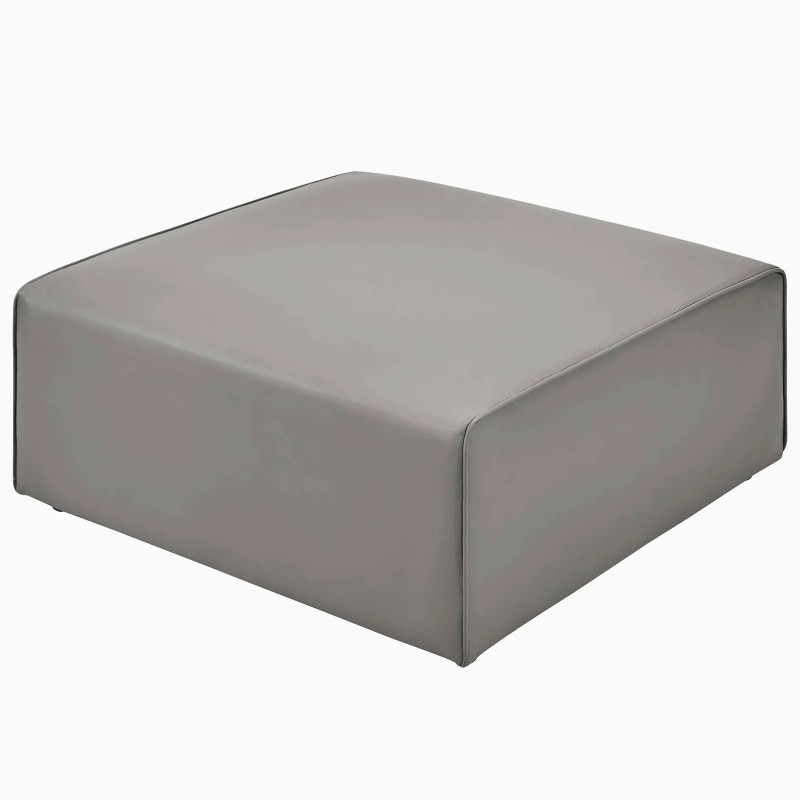 Mingle Vegan Leather Ottoman in Gray
