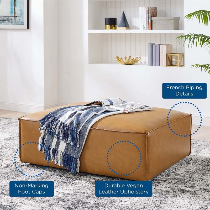Restore Vegan Leather Ottoman in Tan