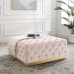 Ensconce Tufted Performance Velvet Square Ottoman in Pink