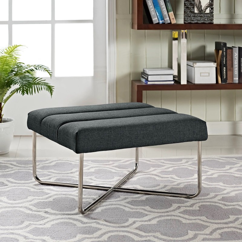 Reach Upholstered Fabric Ottoman in Gray