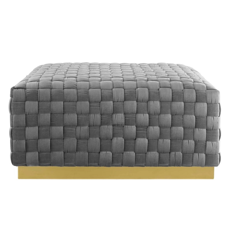 Florence Square Performance Velvet Ottoman in Gray