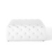 Amour Tufted Button Large Square Faux Leather Ottoman in White