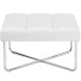 Reach Upholstered Vinyl Ottoman in White