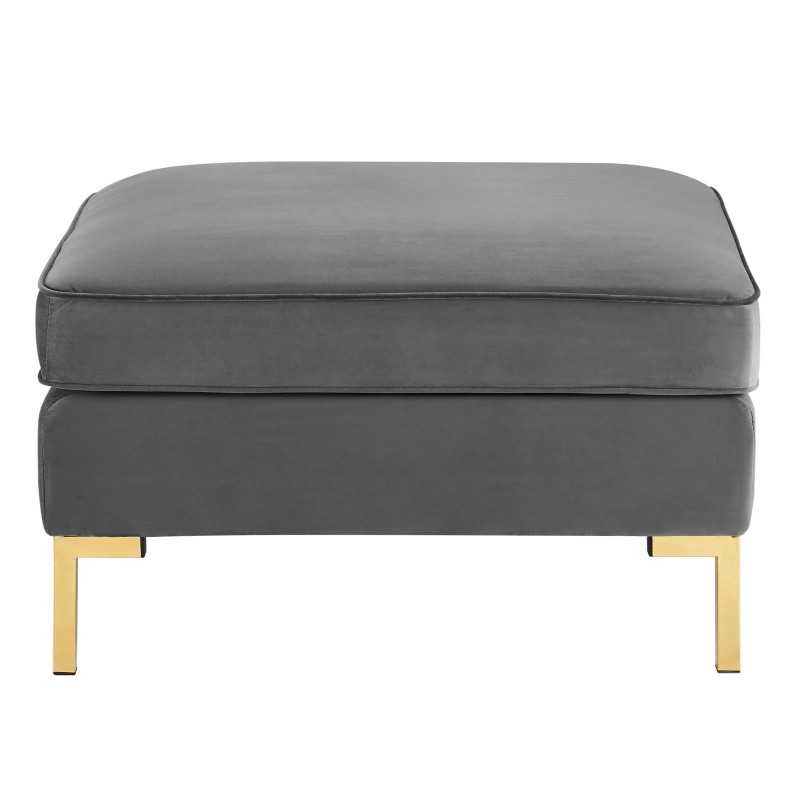 Ardent Performance Velvet Ottoman in Gray