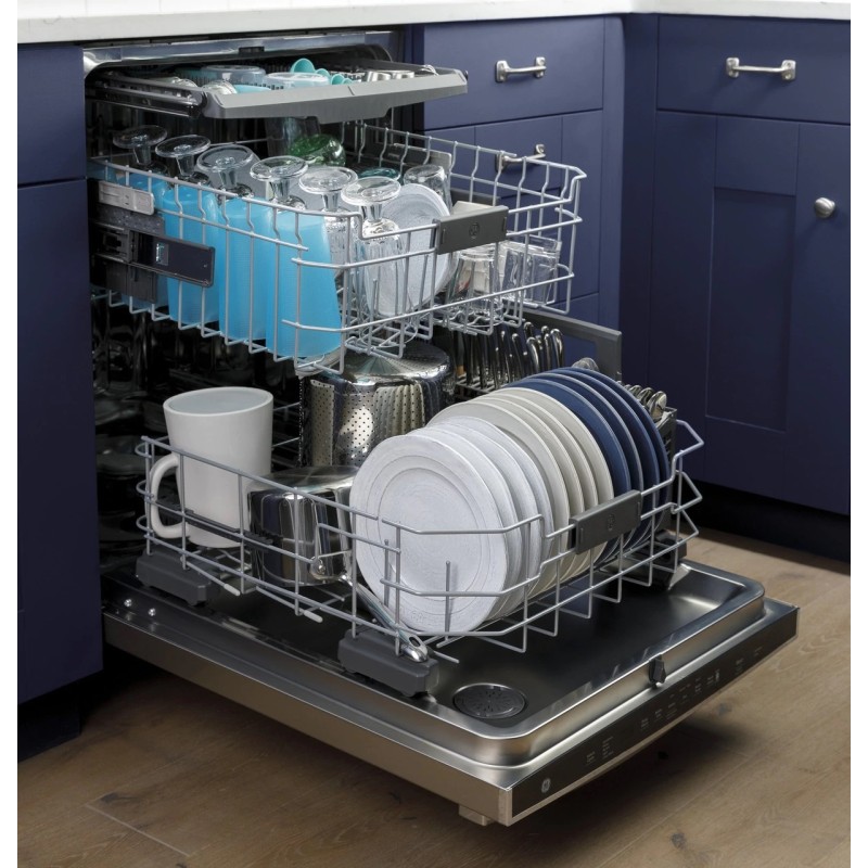 GE Top Control with Stainless Steel Interior Dishwasher with Sanitize Cycle & Dry Boost with Fan Assist