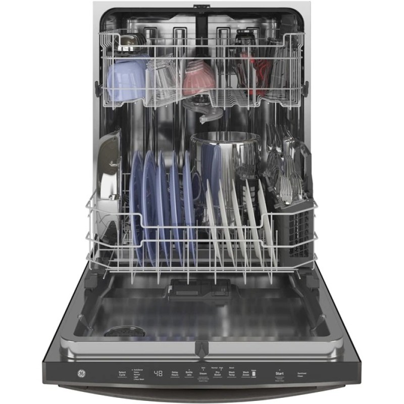 GE Top Control with Stainless Steel Interior Dishwasher with Sanitize Cycle & Dry Boost with Fan Assist