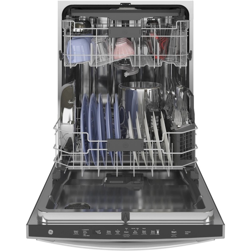 GE Top Control with Stainless Steel Interior Dishwasher with Sanitize Cycle & Dry Boost with Fan Assist