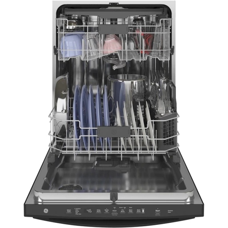 GE Top Control with Stainless Steel Interior Dishwasher with Sanitize Cycle & Dry Boost with Fan Assist