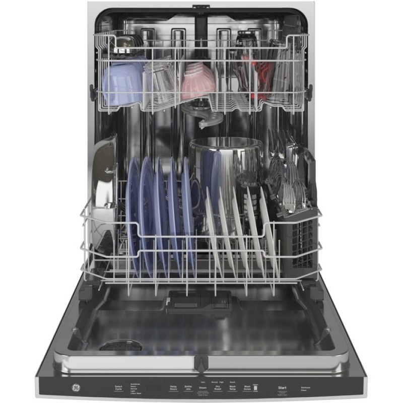 GE Top Control with Stainless Steel Interior Dishwasher with Sanitize Cycle & Dry Boost with Fan Assist