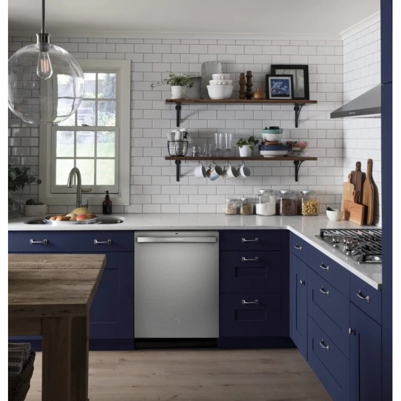 GE Top Control with Stainless Steel Interior Dishwasher with Sanitize Cycle & Dry Boost with Fan Assist
