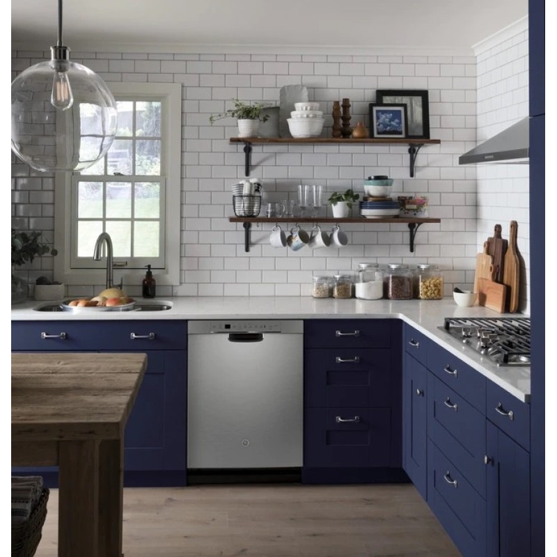 GE Front Control with Stainless Steel Interior Dishwasher with Sanitize Cycle & Dry Boost