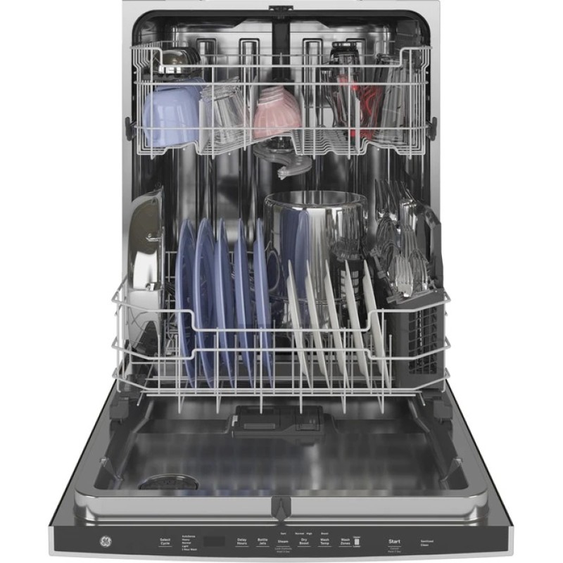 GE Top Control with Stainless Steel Interior Dishwasher with Sanitize Cycle & Dry Boost with Fan Assist