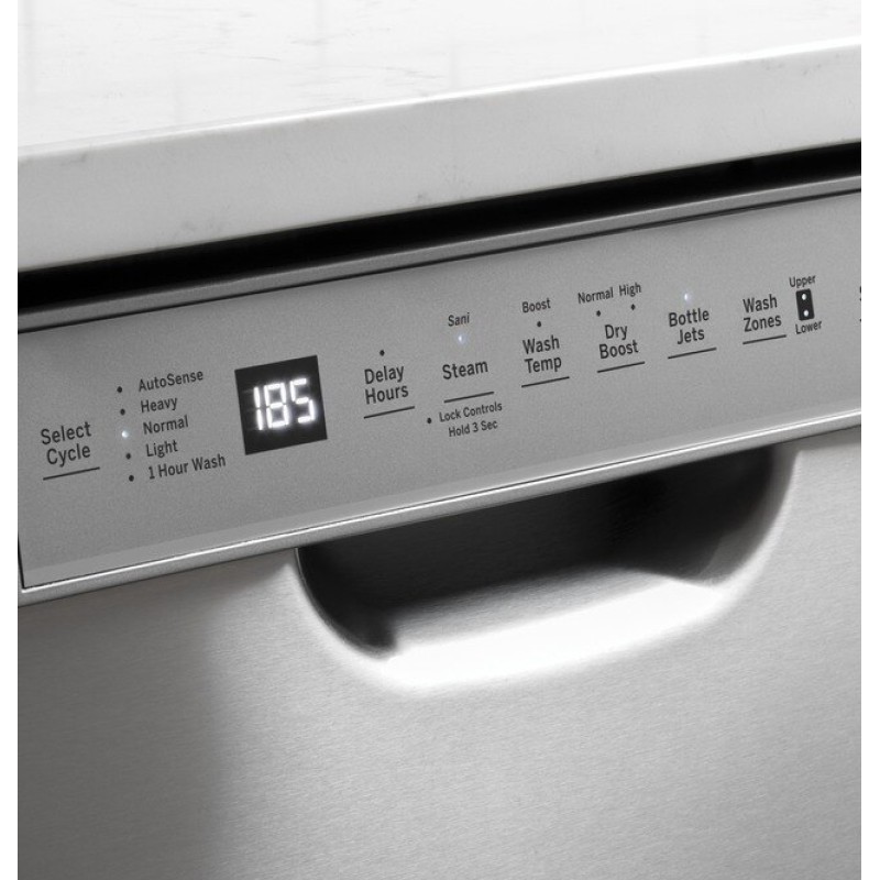 GE Front Control with Stainless Steel Interior Dishwasher with Sanitize Cycle & Dry Boost