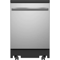 GE 24" Stainless Steel Interior Portable Dishwasher with Sanitize Cycle