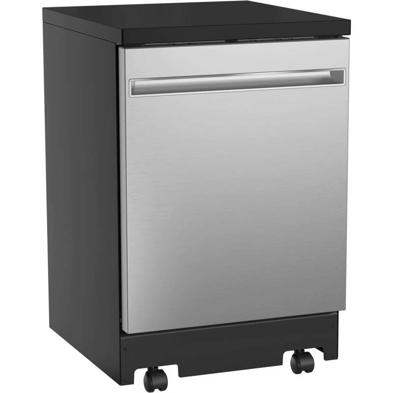 GE 24" Stainless Steel Interior Portable Dishwasher with Sanitize Cycle