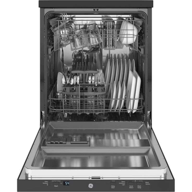 GE 24" Stainless Steel Interior Portable Dishwasher with Sanitize Cycle