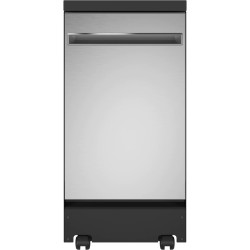 GE 18" Stainless Steel Interior Portable Dishwasher with Sanitize Cycle