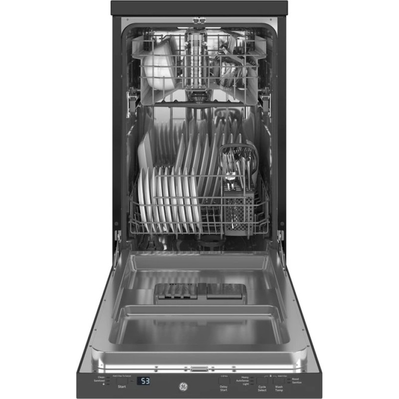 GE 18" Stainless Steel Interior Portable Dishwasher with Sanitize Cycle