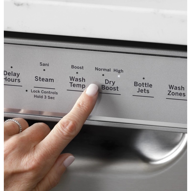 GE Front Control with Stainless Steel Interior Dishwasher with Sanitize Cycle & Dry Boost