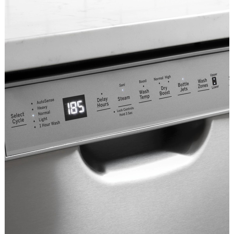GE Front Control with Stainless Steel Interior Dishwasher with Sanitize Cycle & Dry Boost