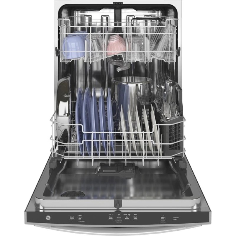 GE Top Control with Stainless Steel Interior Dishwasher with Sanitize Cycle & Dry Boost with Fan Assist