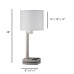 Brushed Nickel Table Lamp with Dual USB Ports and Outlets – 28" Single Table Lamp