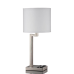 Brushed Nickel Table Lamp with Dual USB Ports and Outlets – 28" Single Table Lamp