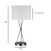 Brushed Nickel Table Lamp with USB Port and Power Outlet – 28" Modern Bedside Lamp