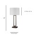 Bronze Single Table Lamp with White Fabric Shade – E26 Socket, 28" Height