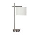 Modern Satin Chrome Table Lamp with USB Port and Power Outlet – 26.5" Bedside Lamp