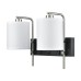 Brushed Nickel & Matte Black Wall Lamp with White Fabric Shade – Dual E26 Sockets, Two Switches, Hardwired