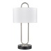 Brushed Nickel Table Lamp with Matte Black Finish – 100W, Single Outlet, White Fabric Shade