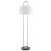 Brushed Nickel & Matte Black Floor Lamp with White Fabric Shade – 60" Dual Socket Standing Lamp | FL-0047-LG