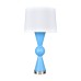 Blue Table Lamp with Dual USB Ports and White Fabric Shade