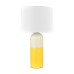 Yellow Table Lamp with Wood Accents – 100W, White Fabric Shade