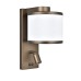 Bronze Wall Lamp with White Fabric Shade – Dual Switch, E26 Socket & LED Accent