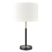Brushed Brass and Matte Black Table Lamp with USB & Power Outlet – White Fabric Shade 60W E26 (Model TL-0232-LG)