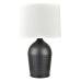 Matte Black Table Lamp with White Fabric Shade – 27" Modern Table Lamp with Rotary Switch